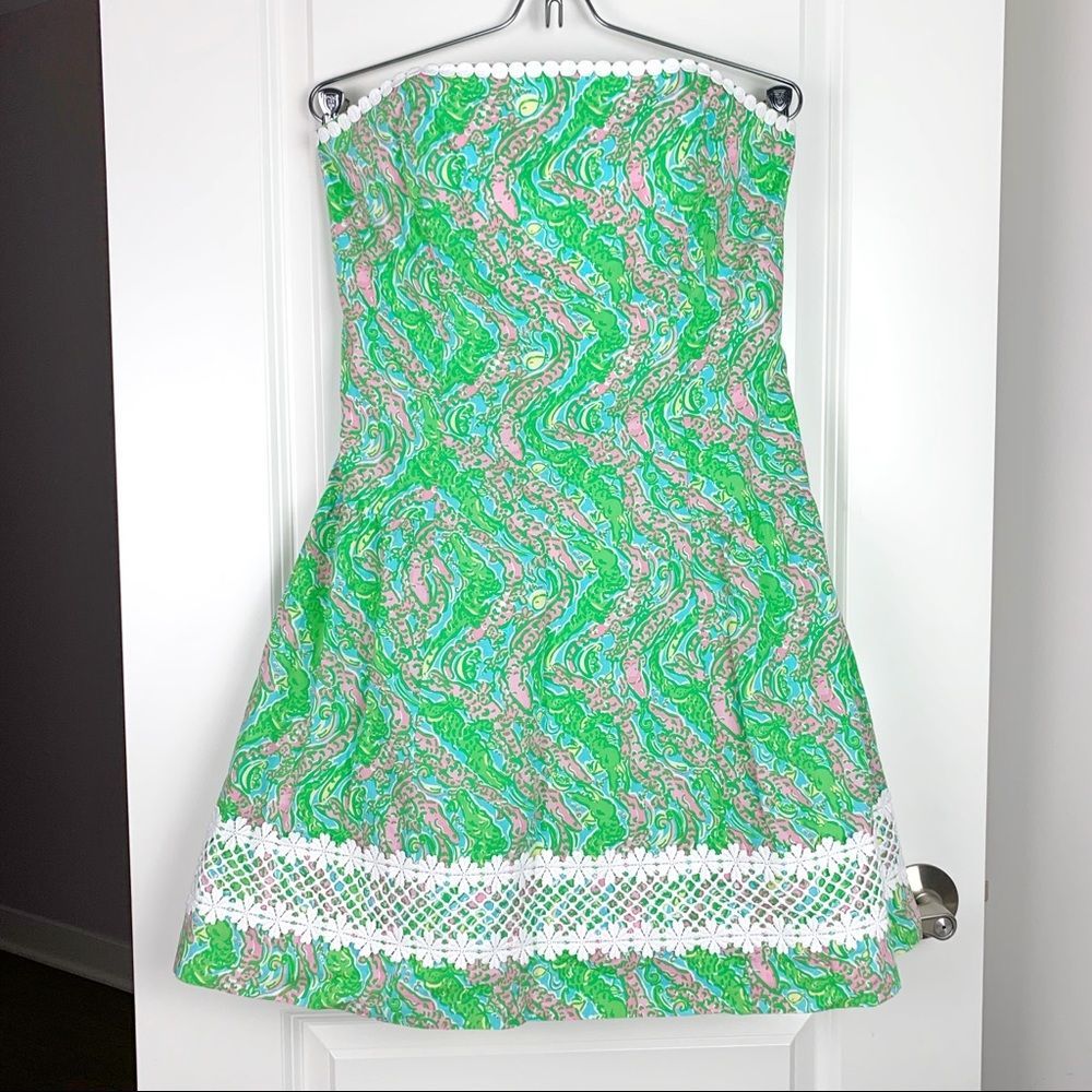Lilly Pulitzer Jordan Strapless Dress Chomp Chomp